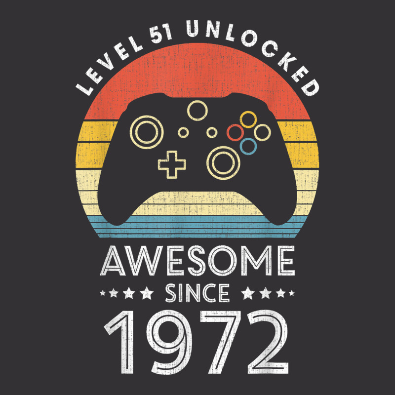 Level 51 Unlocked Awesome Since 1972 Videogame 51st Birthday T Shirt Vintage Hoodie And Short Set | Artistshot