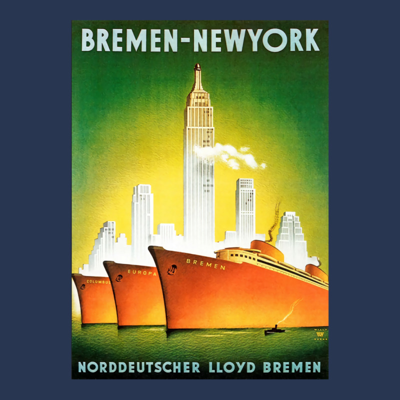 Bremen New York Line. Vintage Cruise Canvas Print Men Denim Jacket by olsettorbasl | Artistshot