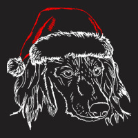 Dachshund Long Hair T  Shirt Long Haired Dachshund Dog With Santa Hat T-shirt | Artistshot