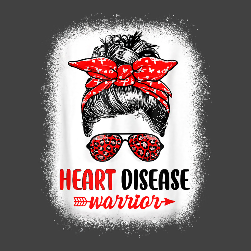 Womens Heart Disease Warrior Messy Bun Leopard Heart Disease T Shirt Vintage T-shirt | Artistshot