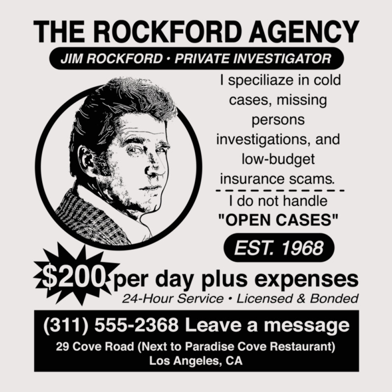 Jim Rockford Newspaper Ad Pocket T-Shirt by kebabbmkhabar | Artistshot