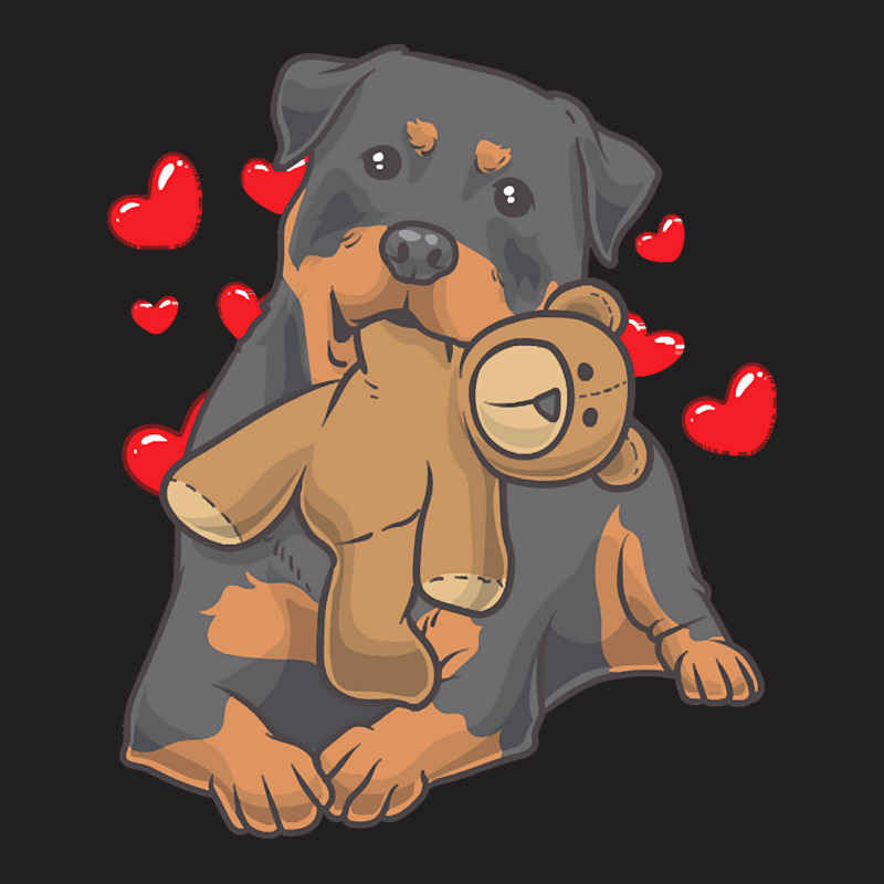 Rottweiler Baby T  Shirt Rottweiler Dog With Stuffed Animal And Hearts T-Shirt by stammivy480 | Artistshot