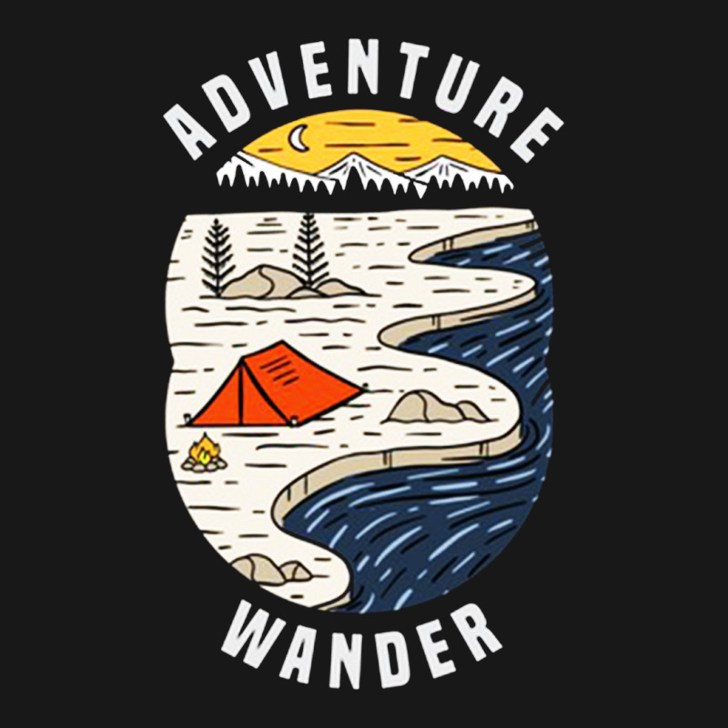 Adventure Wander Typography With Camping Tent Near Mountains River Ea Flannel Shirt by LEROSOLO | Artistshot