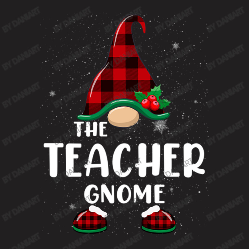 Teacher Gnome Buffalo Plaid Matching Family Christmas Pajama Funny Gif T-shirt | Artistshot