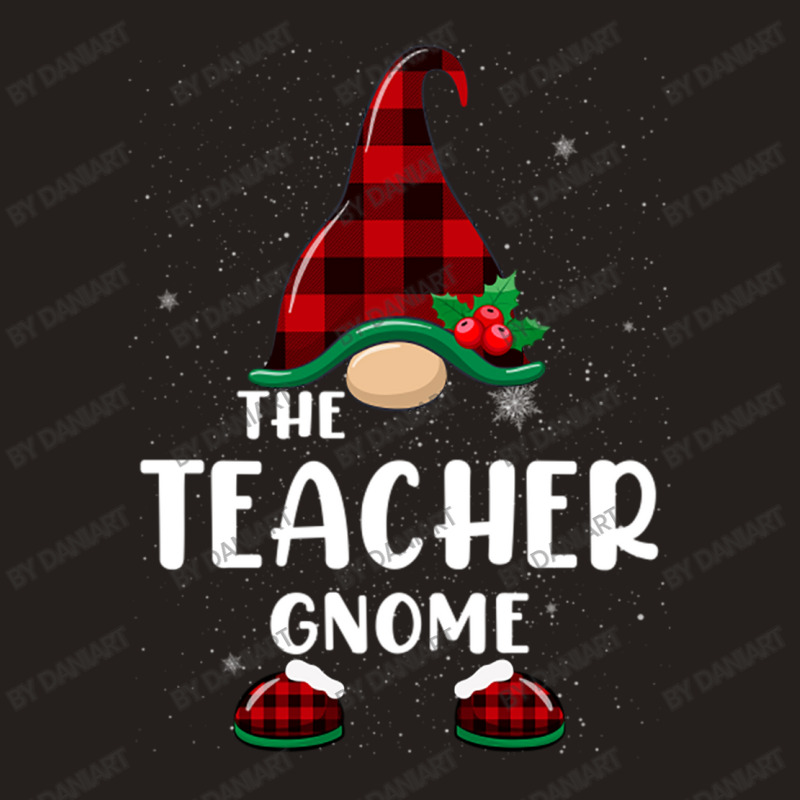 Teacher Gnome Buffalo Plaid Matching Family Christmas Pajama Funny Gif Tank Top | Artistshot