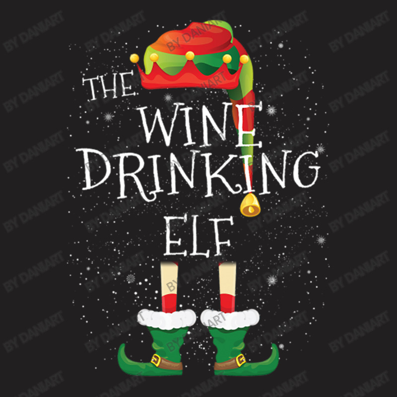 Wine Drinking Elf Family Matching Christmas Group Funny Gift T-shirt | Artistshot