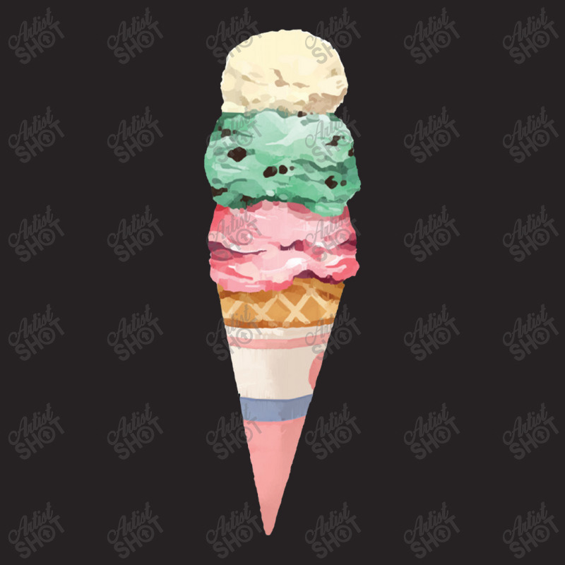 Vanilla Mint Strawberry Ice Cream Cone,three Scoops Vintage Cap by Buhutani | Artistshot