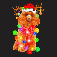 Poodle Christmas T  Shirt Poodle Dog Santa Hat Christmas Lights Happy T-shirt | Artistshot