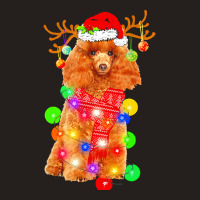 Poodle Christmas T  Shirt Poodle Dog Santa Hat Christmas Lights Happy Tank Top | Artistshot