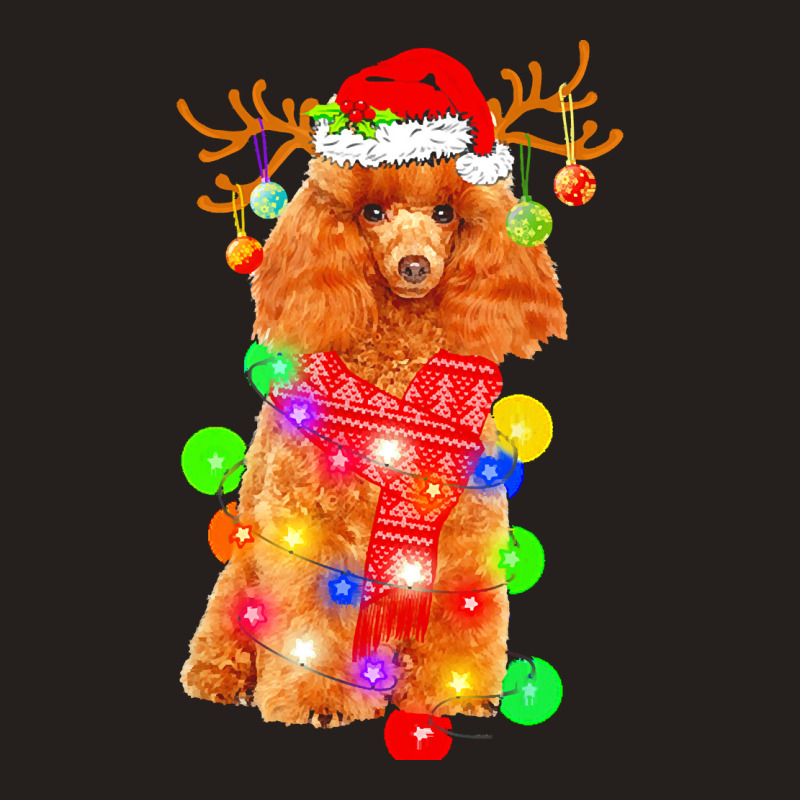 Poodle Christmas T  Shirt Poodle Dog Santa Hat Christmas Lights Happy Tank Top by hegmannaugustine848 | Artistshot