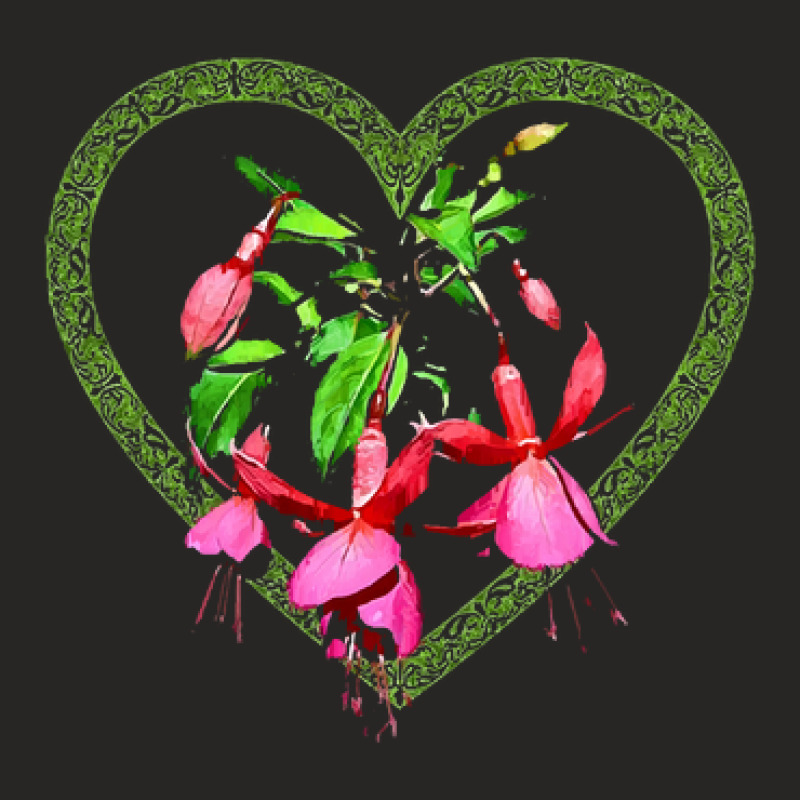 Fuchsia Blossoms On A Branch With A Heart Ladies Fitted T-Shirt by Timothy90 | Artistshot