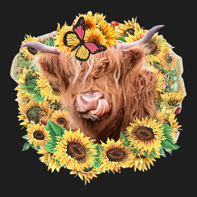 Highland Cow Sunflower Butterfly Farm Animals Western Heifer 141 Classic T-shirt | Artistshot