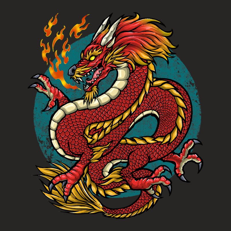 Chinese Japanese Dragon Red Ladies Fitted T-Shirt by whoretacarpal | Artistshot