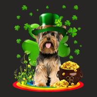 Yorkshire Terrier Dog Shamrock St Patricks Day Dog Ladies Fitted T-shirt | Artistshot