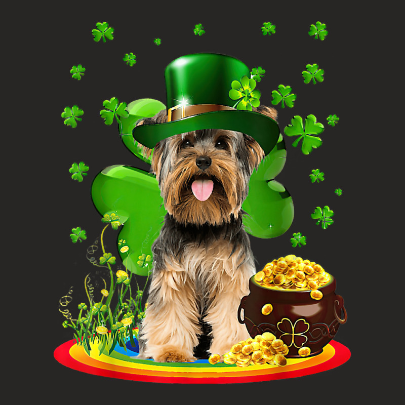 Yorkshire Terrier Dog Shamrock St Patricks Day Dog Ladies Fitted T-Shirt by whoretacarpal | Artistshot