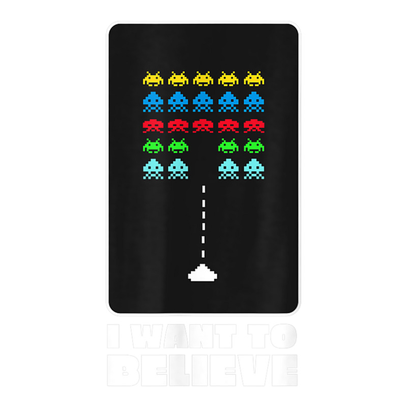 I Want To Believe Space Alien Invaders T Shirt V-Neck Tee by galloywa | Artistshot