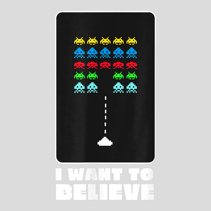 I Want To Believe Space Alien Invaders T Shirt Men's Polo Shirt by galloywa | Artistshot