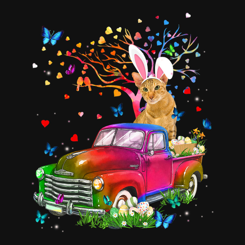 Oriental Cat Bunny Truck Hunting Eggs Tree Easter  Graphic T-shirt | Artistshot