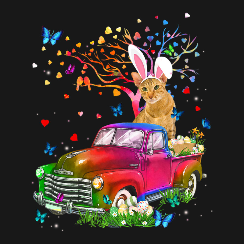 Oriental Cat Bunny Truck Hunting Eggs Tree Easter  Flannel Shirt | Artistshot