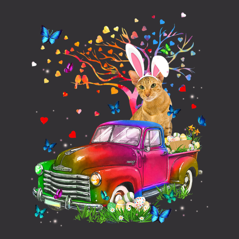 Oriental Cat Bunny Truck Hunting Eggs Tree Easter  Vintage Hoodie | Artistshot