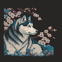 Surrealism Japanese Painting Siberian Husky Dog 3 Ladies Fitted T-shirt | Artistshot