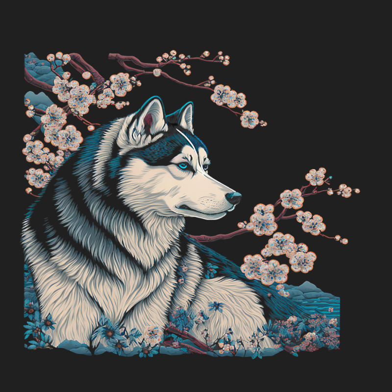 Surrealism Japanese Painting Siberian Husky Dog 3 Ladies Polo Shirt by JONNELLENORTONN | Artistshot