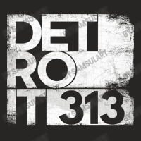 313 Detroit Michigan State With Area Code Grunge Distressed Ladies Fitted T-shirt | Artistshot