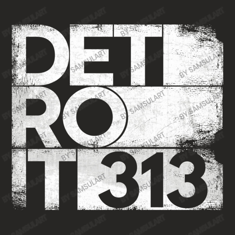 313 Detroit Michigan State With Area Code Grunge Distressed Ladies Fitted T-Shirt by SamsulArt | Artistshot