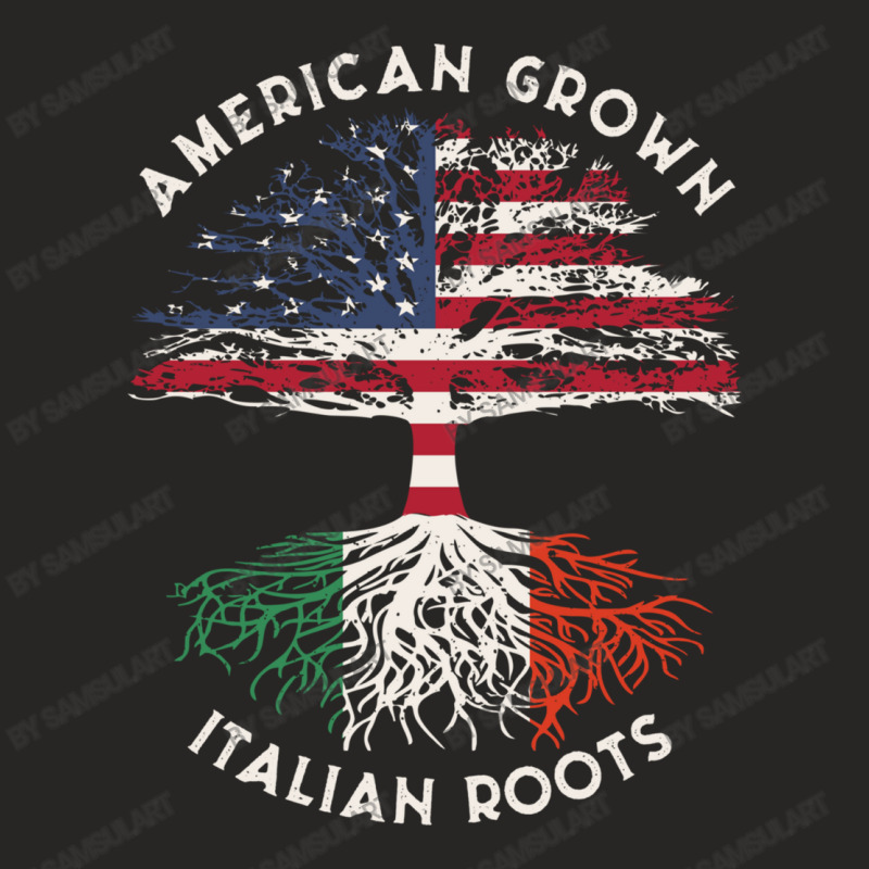 American Grown Italian Roots Usa Italy Flag Tree Ladies Fitted T-Shirt by SamsulArt | Artistshot