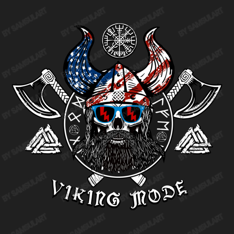 American Viking With Skull Helmet And Runes Drawstring Bags | Artistshot