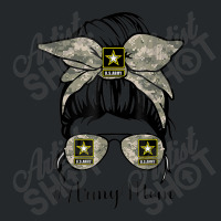 Army Mom Messy Bun Hair Glasses Crewneck Sweatshirt | Artistshot