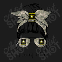 Army Mom Messy Bun Hair Glasses Hoodie & Jogger Set | Artistshot