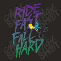 The Simpsons Bart Simpson Ride Fast Fall Hard Colo Ladies Fitted T-shirt | Artistshot