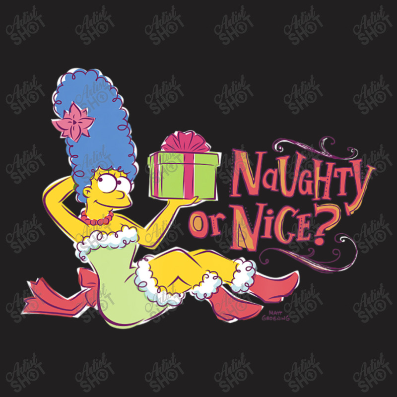 The Simpsons Christmas Marge Naughty Or Nice T-shirt | Artistshot