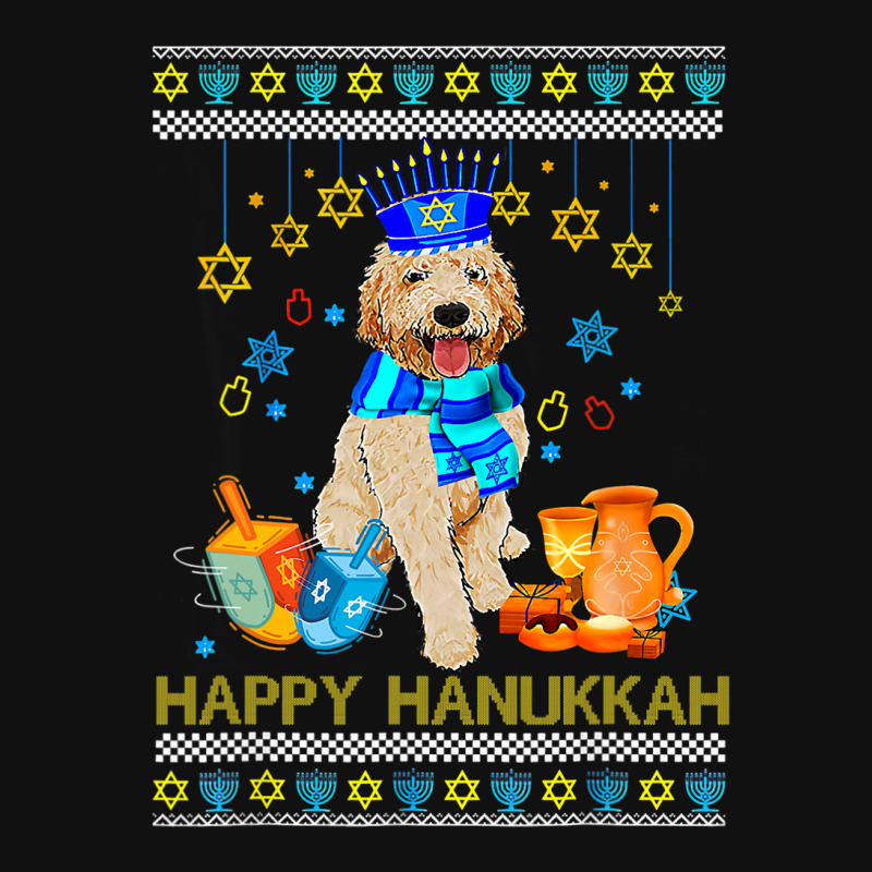 Ugly Hanukkah Sweater Jewish Goldendoodle Dog Meno Metal Print Square | Artistshot