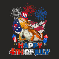 Bearded Dragon American Flag Fireworks Happy 4th O Ladies Fitted T-shirt | Artistshot