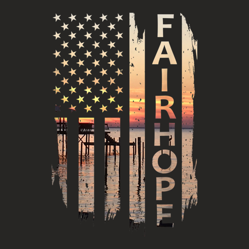 Fairhope Alabama Summer Sunset American Flag Patri Ladies Fitted T-Shirt by heffopance | Artistshot