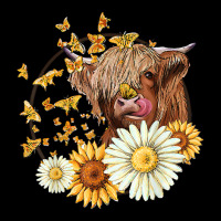 Cute Highland Cow Sunflowers Daisies Cows Farm Ani V-neck Tee | Artistshot