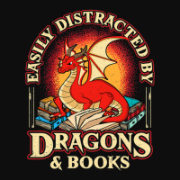 Easily Distracted By Dragons & Books Nerd Dragon L Crop Top | Artistshot