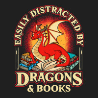 Easily Distracted By Dragons & Books Nerd Dragon L Ladies Polo Shirt | Artistshot