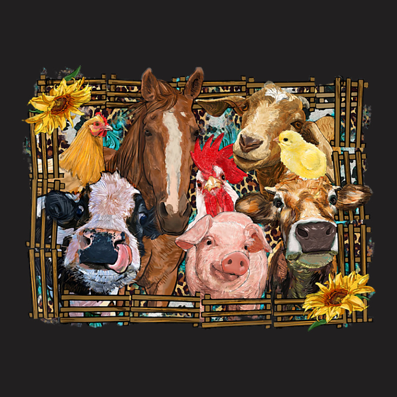 Western Farm Animals Cow Pig Chicken Horse Barn Fa T-shirt | Artistshot