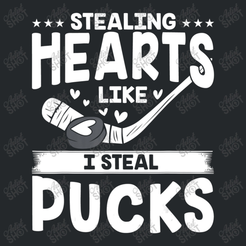 Valentines Day Hockey Stealing Hearts Kids Toddler Crewneck Sweatshirt | Artistshot