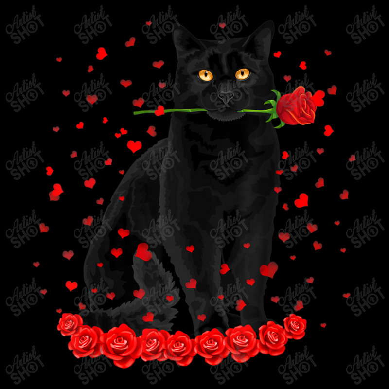 Black Cat With Red Roses Couples Valentine's Day W Pocket T-Shirt by kimblejoettaefd | Artistshot