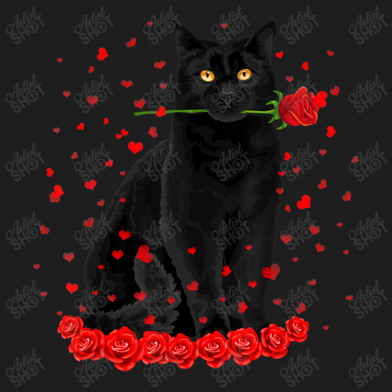 Black Cat With Red Roses Couples Valentine's Day W Classic T-shirt by kimblejoettaefd | Artistshot