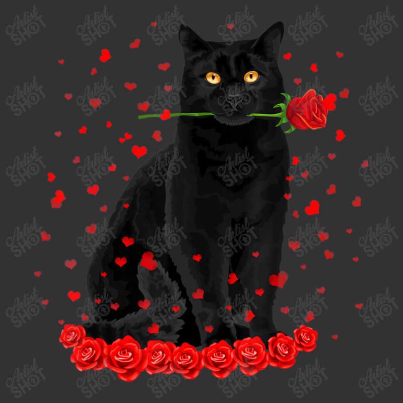 Black Cat With Red Roses Couples Valentine's Day W Vintage Hoodie by kimblejoettaefd | Artistshot