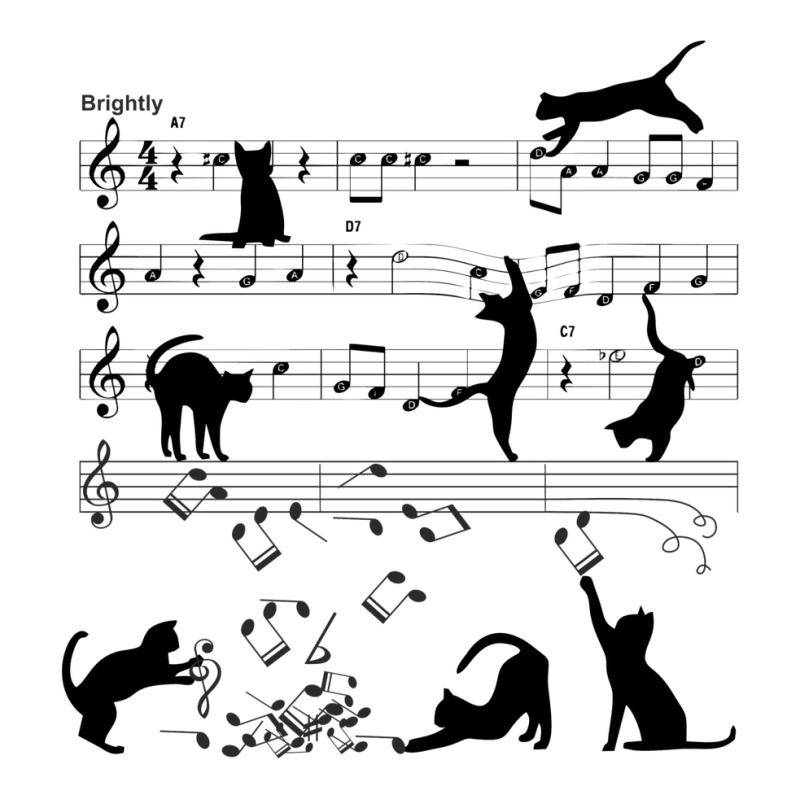 Cat Playing Clef Notes Piano Music Funny Musical C V-neck Tee | Artistshot