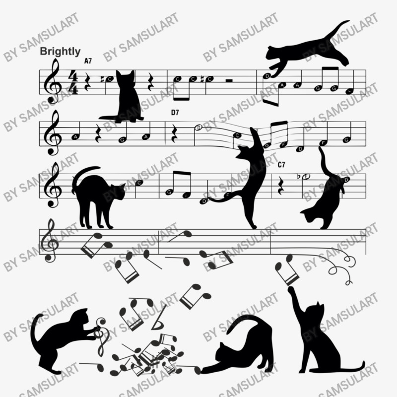 Cat Playing Clef Notes Piano Music Funny Musical Cats Cute Gift Ladies Fitted T-Shirt by SamsulArt | Artistshot