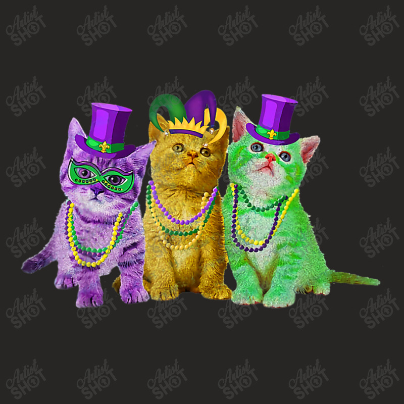 Kitten Cat Mask Beads Mardi Gras New Orleans Cat L Ladies Fitted T-Shirt by donellajeremykoa | Artistshot