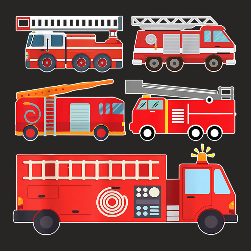 Types Of Fire Truck Toddler Boy Firefighter Trucks Ladies Fitted T-Shirt by chomibe | Artistshot