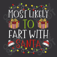 Most Likely To Fart With Santa Christmas Joke Vintage Hoodie | Artistshot